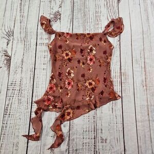 Thirty/Thirty Floral Ruffle Y2K Romantic Cottagecore Fairy Flutter Sleeve Top S